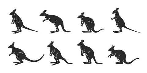 Obraz premium Diverse Kangaroo Silhouettes in Various Poses