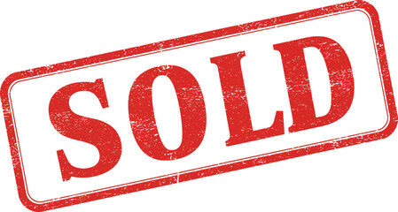 A red sold stamp on a transparent background indicating an item has been purchased