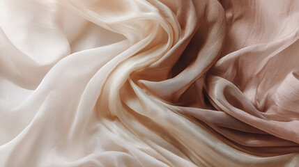 Obraz premium Elegant Beige and Pink Silk Fabric With Smooth Folds, Soft Texture Close Up