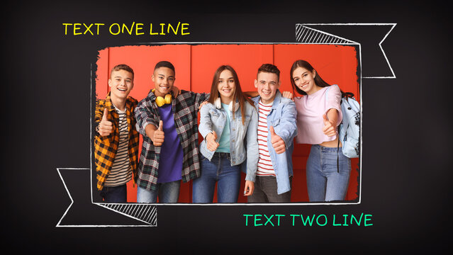 Kids And Teens Doodle Blackboard Frame