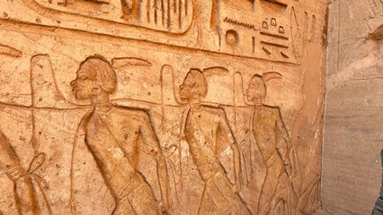 Relief of bound captives at Abu Simbel temple, Egypt