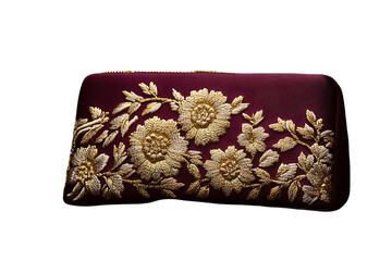 beautiful mahroon clutch with floral embroiderey design