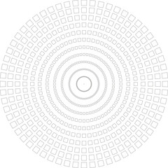 Outline circle structured with squared rays radiating uniformly across the circumference.