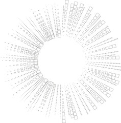 Vector circle depicting squared irregular rays arranged as an explosion with tapering lines converging to the empty center.