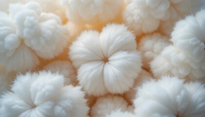 Abstract macro shot of fluffy white cotton resembling soft clouds