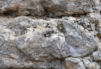 the structure of the rock surface in the section, quarrying in the natural environment, sunny day