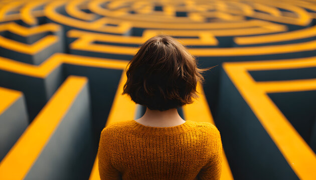 Woman in a maze of her own mind concept of mental helth problem for mental heath awareness month&nbsp;