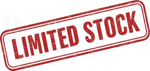 Limited stock red rubber stamp on white background on transparent background