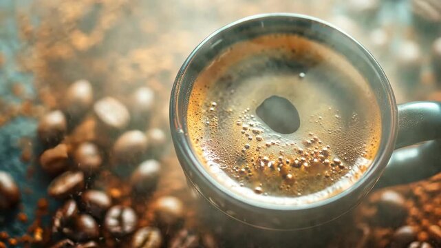 coffee beans and a cup of coffee. Selective focus. nature.