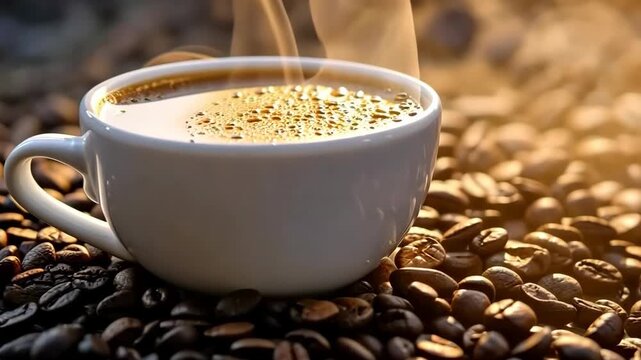 coffee beans and a cup of coffee. Selective focus. nature.
