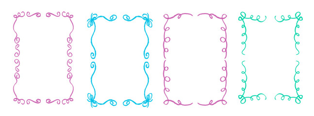 Trendy Frames With Wavy Lines Crayon Chalk Drawing Doodle Vector Set