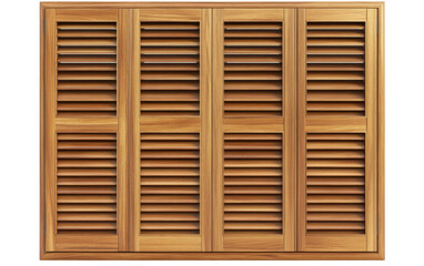 Wooden louvered shutters on white background,png