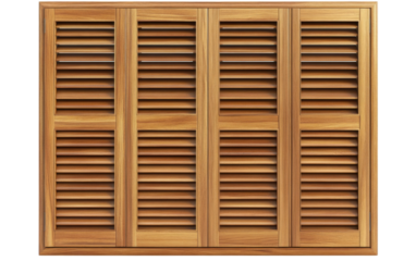 Wooden louvered shutters on white background,png