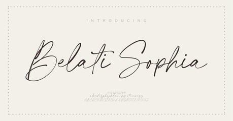 Belati Sophia Hand drawn vector alphabet. Modern monoline signature script font. Elegant Signature Font. Best Alphabet Beautiful Calligraphy Signature Font lettering handwritten
