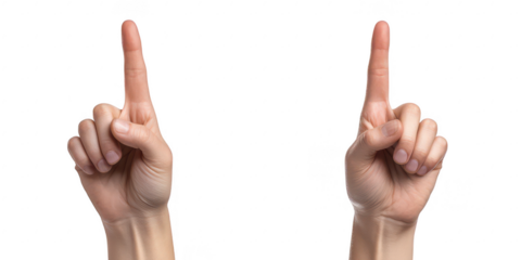 Two hands pointing up on transparent png background