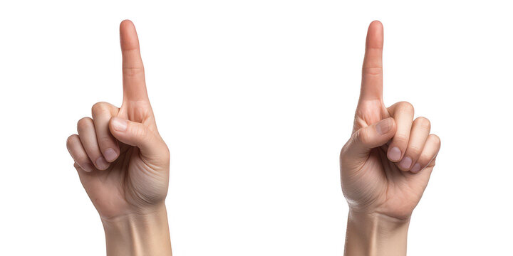 Two hands pointing up on transparent png background