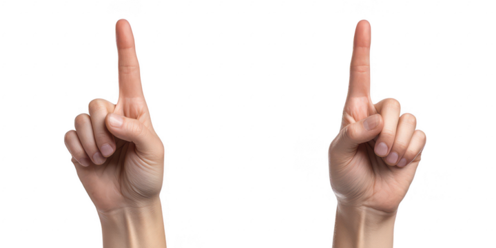 Two hands pointing up on transparent png background - Powered by Adobe
