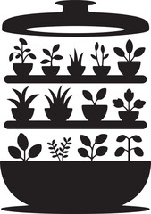 Black Vector Silhouette of Vertical Indoor Herb Garden System