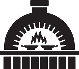 Black Vector Silhouette of Wood Fired Tandoor Oven Icon