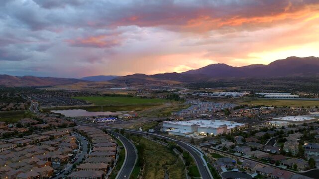 Reno Nevada - Incredible Vibrant Sunset over Veterans Blvd in South Remo / Damonte Ranch Area