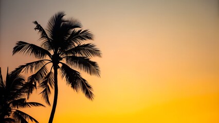 surreal tropical palm trees sunset horizon glow serenity