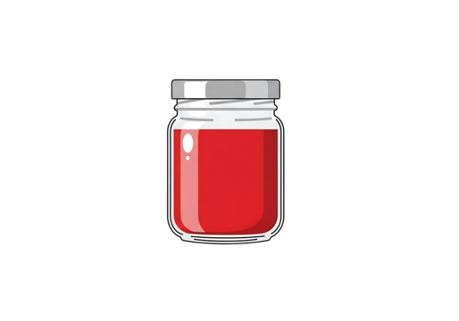A simple, vibrant glass jar filled with a deep crimson liquid, presented against a stark black backdrop.