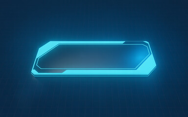 Glowing blue futuristic interface element on dark background on transparent background