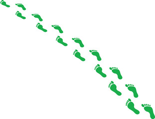 Green footprint trail vector, walking footprints path, footstep pattern, nature footprint design, outdoor trail, hiking footprints, eco-friendly symbol, green footsteps illustration