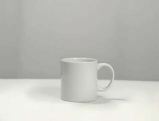 Obraz premium White mug on white base with white back for clean and simple style. Good for brand shots and ads.