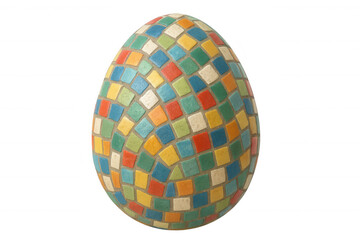 Spinning colorful mosaic easter egg, revealing intricate patterns against transparent backdrop, symbolizing festive springtime celebration