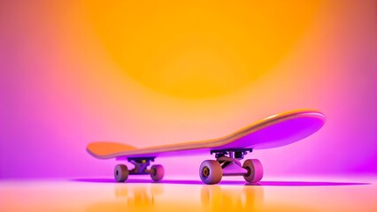 vibrant hovering skateboard with neon orange purple gradient