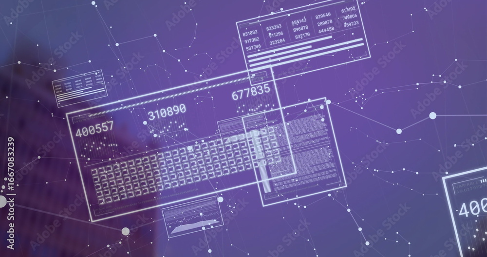 Aufkleber visualizing translucent panel showing keyboard grid and data overlays in virtual network workspace