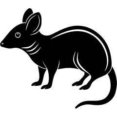 Black silhouette of a deer mouse in a simple icon style