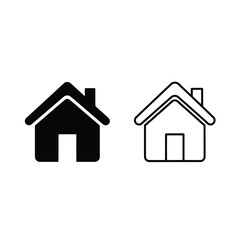 Black and white house icons on a white background