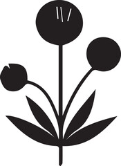 Black Minimalist Flower Silhouettes Icons