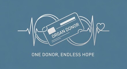 Organ donation concept with infinity heartbeat and donor card for medical awareness campaign