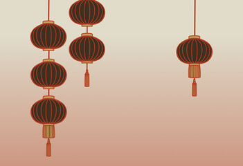  Illustration for Asian-style lantern background