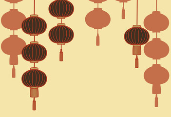  Illustration for Asian-style lantern background