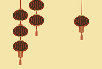  Illustration for Asian-style lantern background