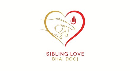 Sibling love bhai dooj design with heart and hand symbol for festive art and greeting cards