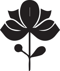 Black Minimalist Flower Silhouettes Icons
