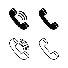 Fototapeta premium Set of phone icons with sound waves, isolated on white background