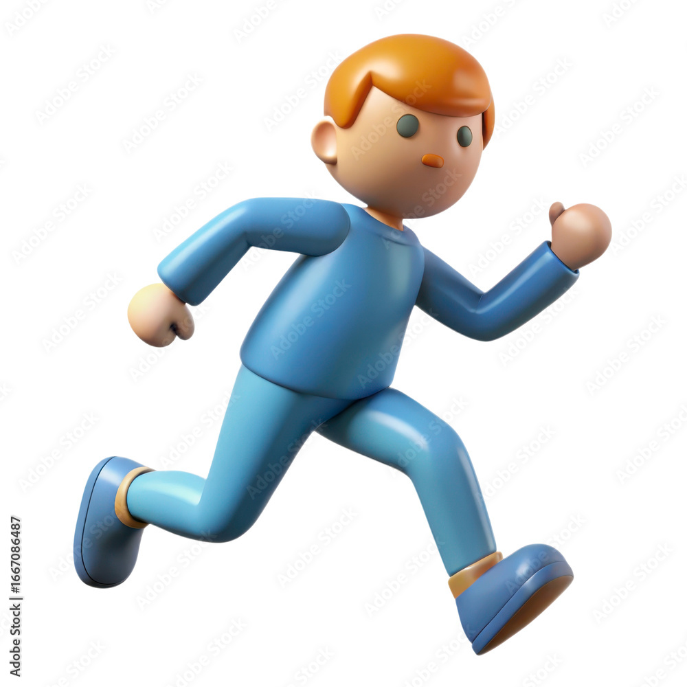 Aufkleber joyful 3d voxel art character running with blocky style and vibrant colors