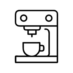 Coffee machine brewing coffee in a white cup on a kitchen counter  