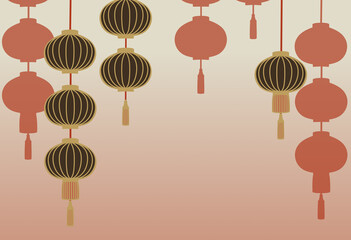  Illustration for Asian-style lantern background