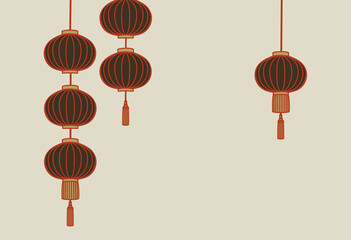  Illustration for Asian-style lantern background