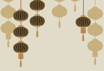  Illustration for Asian-style lantern background