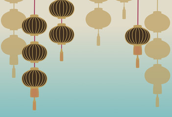  Illustration for Asian-style lantern background