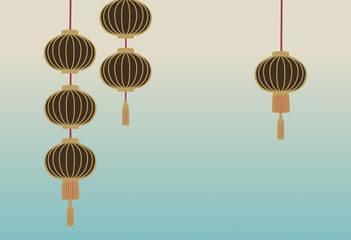  Illustration for Asian-style lantern background