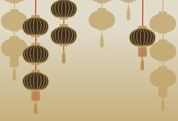  Illustration for Asian-style lantern background